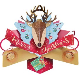 Greeting Card Second Nature Reindeer Head Pop Up Christmas Card Multi, 17 x 0.5 x 12 cm
