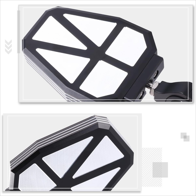 Pair of Universal Textured Black Rectangle Convex Design Glass UTV