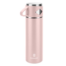 Stainless Steel Thermo 700ml/23.7oz Vacuum Insulated Bottle with Cup for Coffee Hot drink and Cold drink water flask.(Pink,Single)