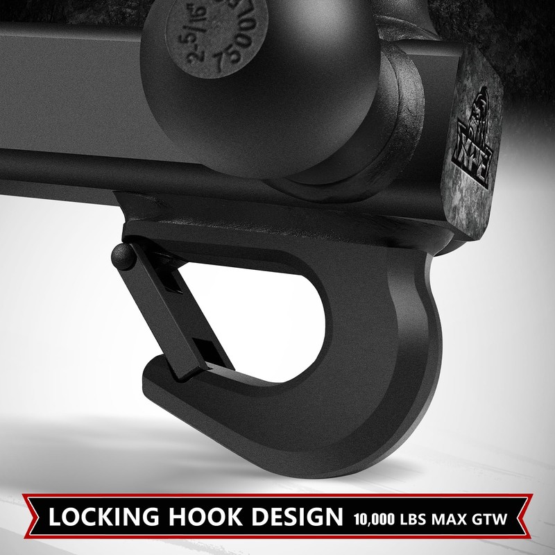 Trailer Hitch Tri Ball Mount with Hook,Fits 2” Hitch Receiver,1-7/8",
