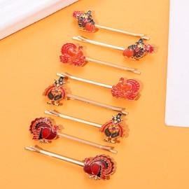 Boderier 8 Pack Thanksgiving Hair Clips for Women Turkey Hair Bobby Pins Thanksgiving Holiday Party Costume Hair Accessory Gifts (Turkey)