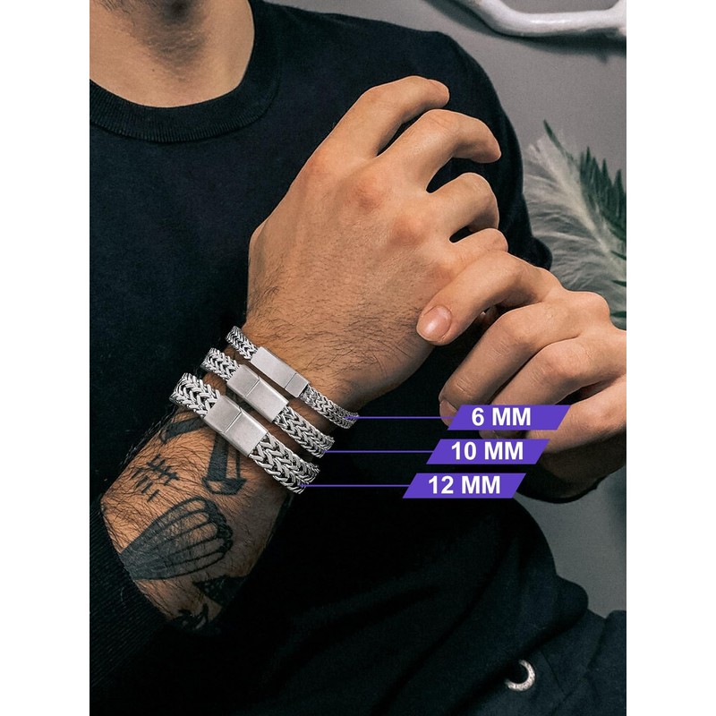 Richsteel Stainless Steel 12MM Franco Chain Bracelet for Men Punk