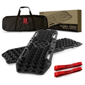 Tyger Auto Topo Off-Road Recovery Boards | Jack Lift Compatible | Extra Wide | Emergency Rescue on Mud, Snow, Sand for Trucks SUV | Tire Wheel Traction Mat Ramp Pads | Pair Set | Black | TG-RD2U22238
