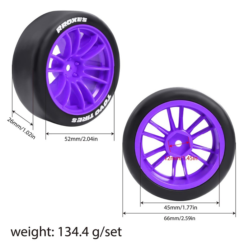 12mm Hex 66 * 26mm Tires Wheels for 1/10 LC