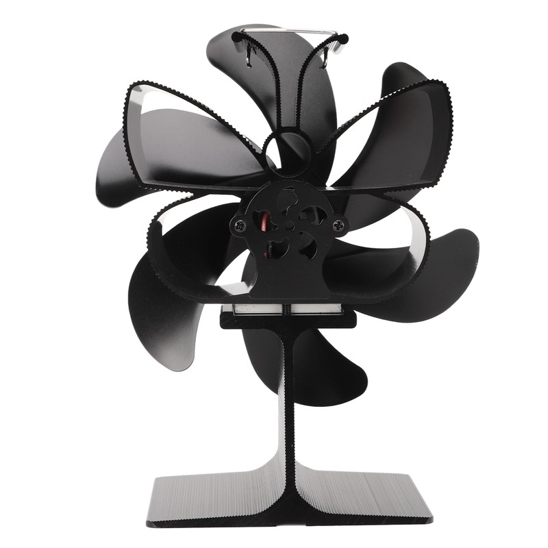 6 Blade Stove Eco Fan Black Self Starting High Temperature