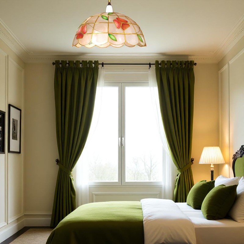 Capiz Shell Pendant Lampshade – Handcrafted Floral Ceiling Light Shade,