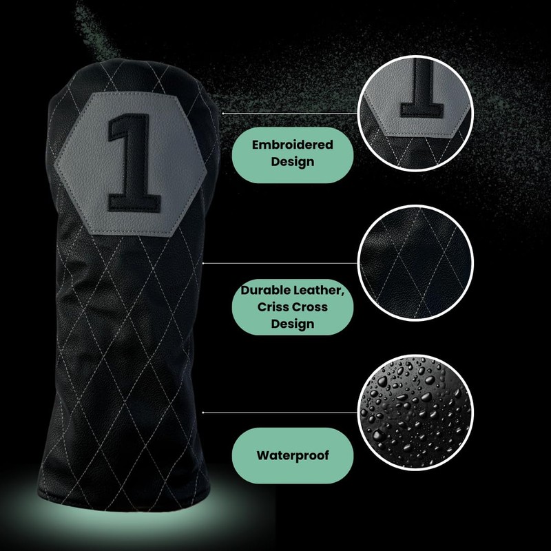 Golf Head Covers – Driver, Fairway Wood, Hybrid. Protective &