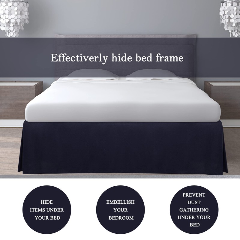 PiccoCasa Pleated Bed Skirt Classic Polyester Dust Ruffled with 14