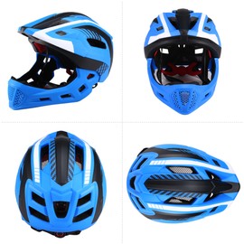 Kids Detachable Full Face Bike Helmet Breathable Ultralight Cycle Sports Safety Helmet for Bicycle Skateboard Scooter Roller Skating