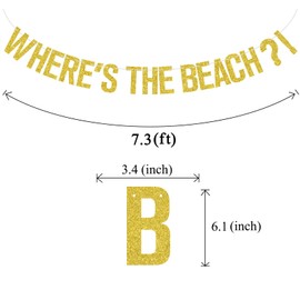 Gold Glitter Where's the Beach Banner, Summer Hawaiian Vacation Holiday Decorations, Drink Up es Bach Bachelorette Bridal Shower Birthday Party Decorations Supplies