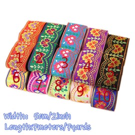 Embroidered Clover Jacquard Ribbon Shamrock Floral Lace Fringe Trim for St Patricks DIY Costume Embellishment Decorations Width 2inch by 7 Yards (Purple)