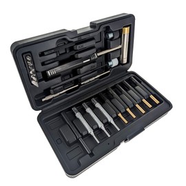 SE 24-Piece Tool Kit with Dual Head Hammer, Interchangeable Bits, and Assorted Punches in Hard Case - Versatile Set for Detailed Work