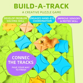 STEM Board Games Kids Toys, Maze Brain Teaser Puzzles Learning Games for Kids Ages 4-8 118 Challenges 5 Difficulty Levels Squirrel Logic Track Building Blocks, Educational Montessori Birthday Gifts