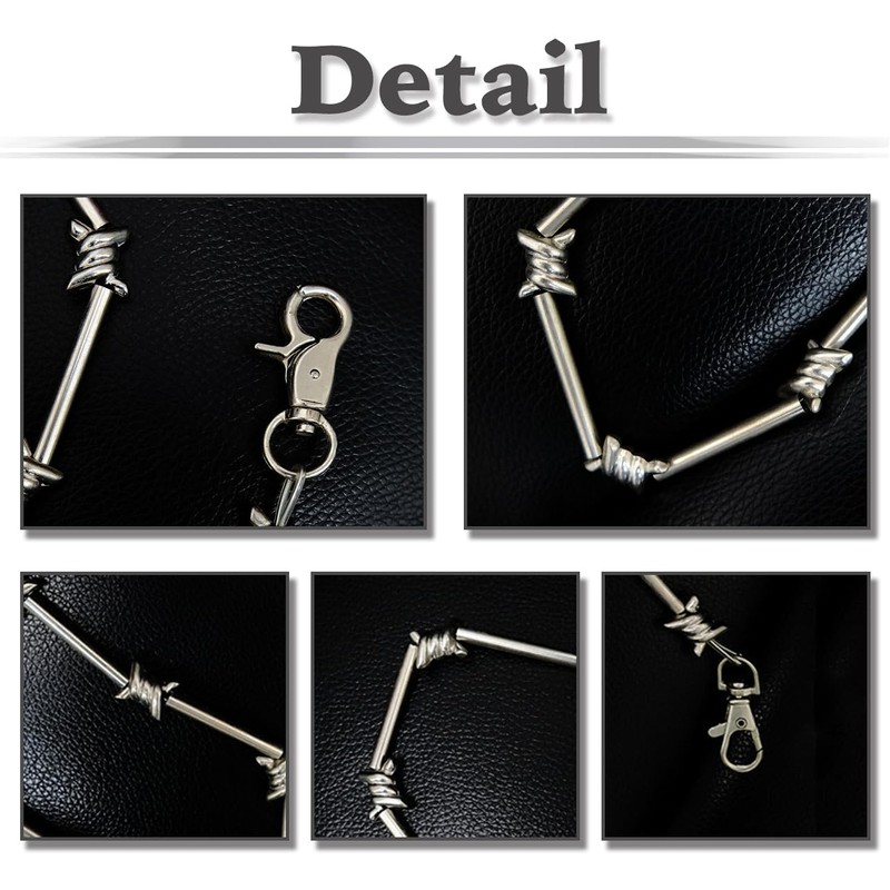 White Fang AZ196 Wallet Chain, Fall Prevention, Barbed Wire, Lock,