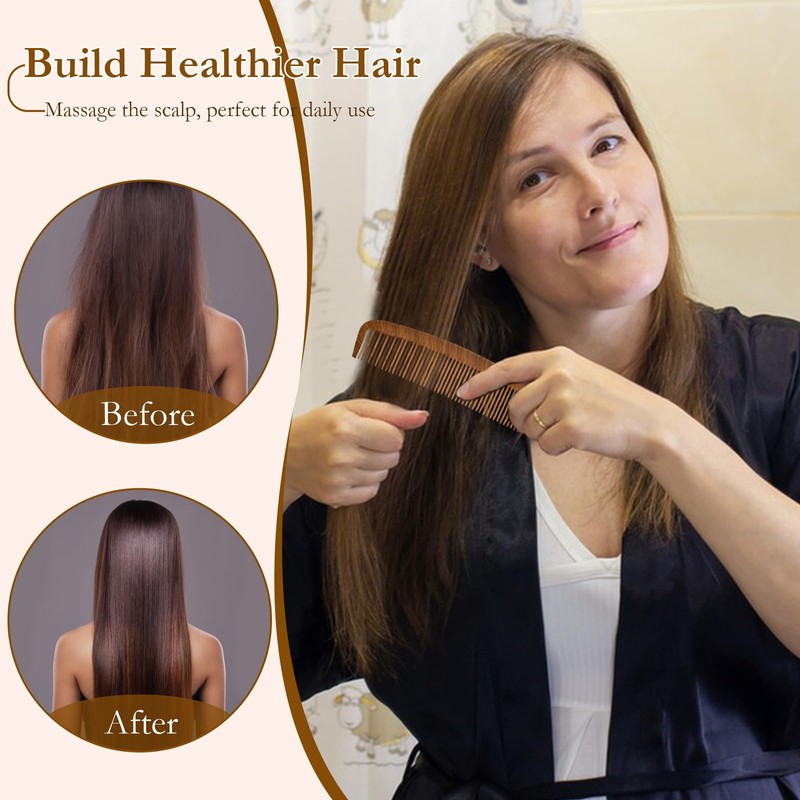 Wooden Hair Comb, Detangling Antistatic Hair Comb, Handmade Wooden Hair