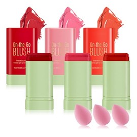 3 piezas de barra de colorete para mejillas, barra de maquillaje sólido mate multiusos para mejillas, ojos y labios, crema hidratante con tinte, color