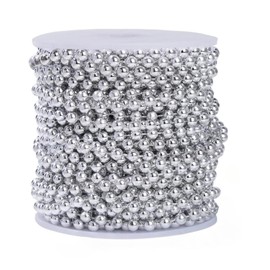 B&S FEEL 5mm Faux Pearl Beads Garland Pearl Bead Roll Strand for Wedding Party Decoration, 99 Feet Roll (Silver)