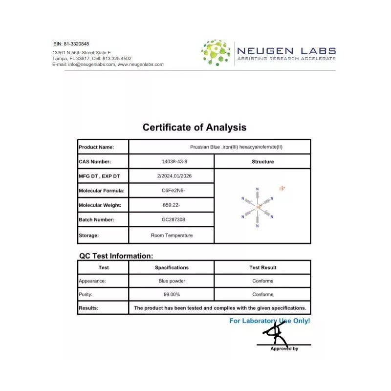 Genechemical Prussian Blue Purity 99% 25g Grams
