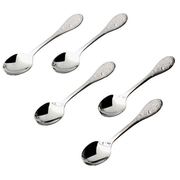 Shimomura Kihan 34555 Coffee Spoon, Sakura Pattern, Set of 5, 18-8 Stainless Steel, Made in Japan