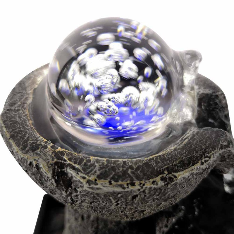 LED Illuminated Tabletop Waterfall Flowing Water Fountains with Ball for