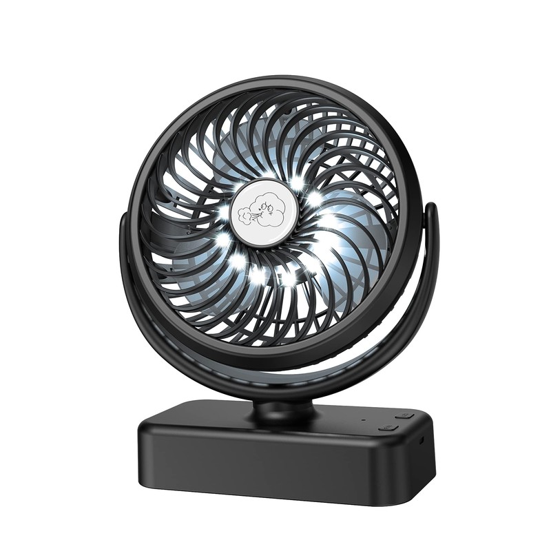 REENUO Portable Camping Fan, Small Tent Fan with Hanging Hook,