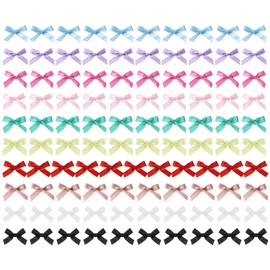 PPhtony Mini Hair Bow Clips 100Pcs Mixed Color Small Cute Satin Hair Ribbon Bowknot Barrettes Pins Claws for Women Girls Teens Braids Hair Decoration (Bright Color)
