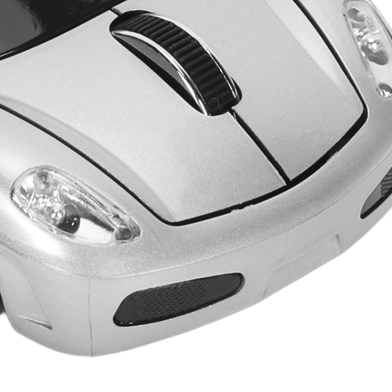 Wireless Mouse Silver Sports Car Style 2.4GHz USB Receiver 1600DPI