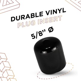 Prescott Plastics 5/8” (15.87mm) Outer Diameter Flexible Plastic Hole Caps, Round Black Meta Tubing End Caps, Strong Furniture Leg Inserts, Impact & Weather Resistant, Made in The USA - 50 Pack