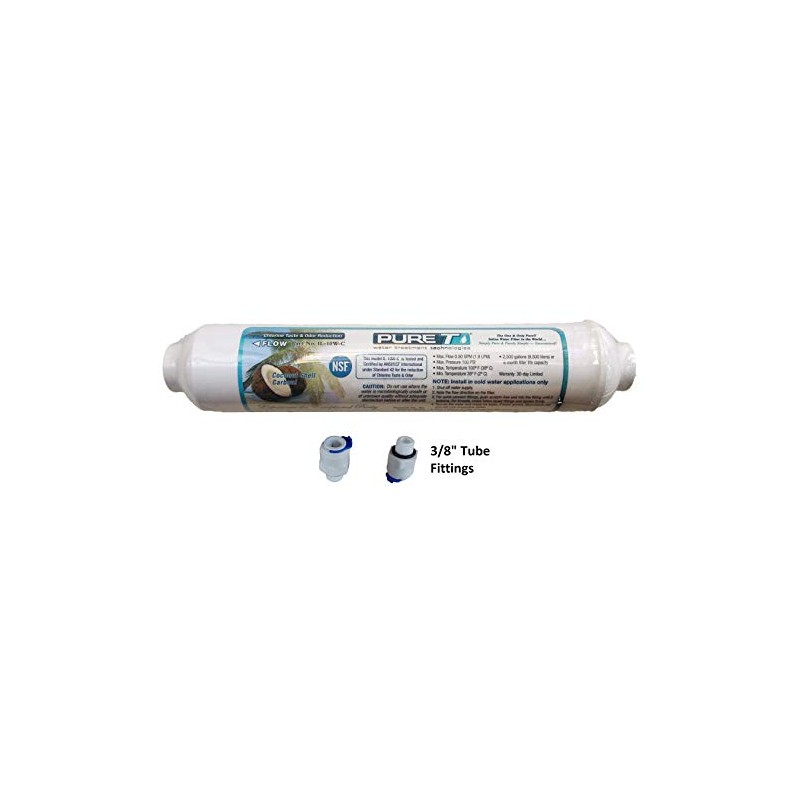 Inline Granulated Activated Carbon Filter 10" with 3/8" Adapters