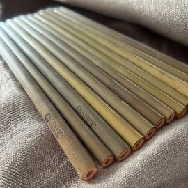 Cherish Planet Large Organic Bamboo Reusable Straws – Eco-Friendly, 12mm Diameter, Perfect for Smoothies, Shakes, Bubble Tea, Sustainable and Durable, Set of 4