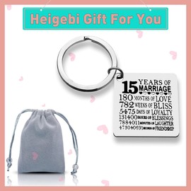 15th Anniversary Present for Couple Husband Wife 15 Years Wedding Anniversary Keychain Happy 15th Anniversary Keyring for Women Men Fifteen Years Marriage Gift for Her Him 15th Anniversary Keepsake