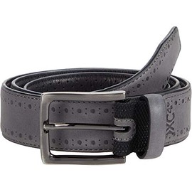 Johnston & Murphy® XC4 Perfed Edge Belt for Men – Leather Construction – Gunmetal Finish - Lightweight Light Gray Leather 40 One Size