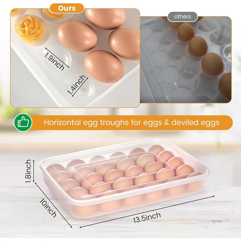 HANSGO Deviled Egg Containers with Lid, Set of 2, Plastic