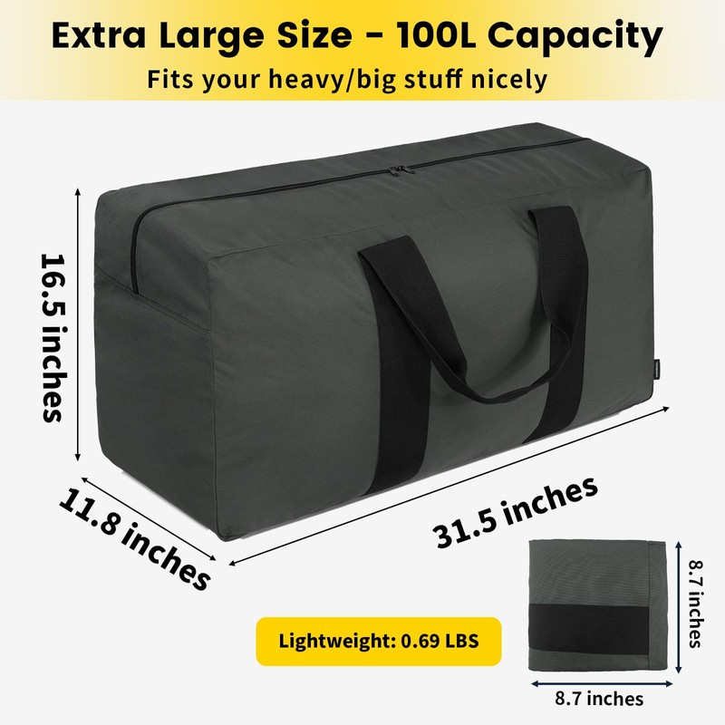Vorspack Extra Large Duffle Bag for Travel - 100L Duffel