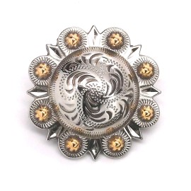 Stecksstore Berry Concho Silver with Rose Gold Screw Back 1" 7862-NG