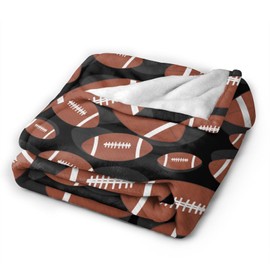 Brown and Black Football Sport Ball Throw Blanket Soft Bed Bedding Warm Cozy Plush Flannel Fleece Blankets Gifts for Kids Boys Teens, Sofa Couch Bedroom Home Decor, 50"x40"