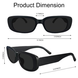 LotsBuyLots 10 Pack Retro Rectangle Sunglasses Women Vintage Square Glasses 90s Trendy Sunglasses UV400 Protection (Black)