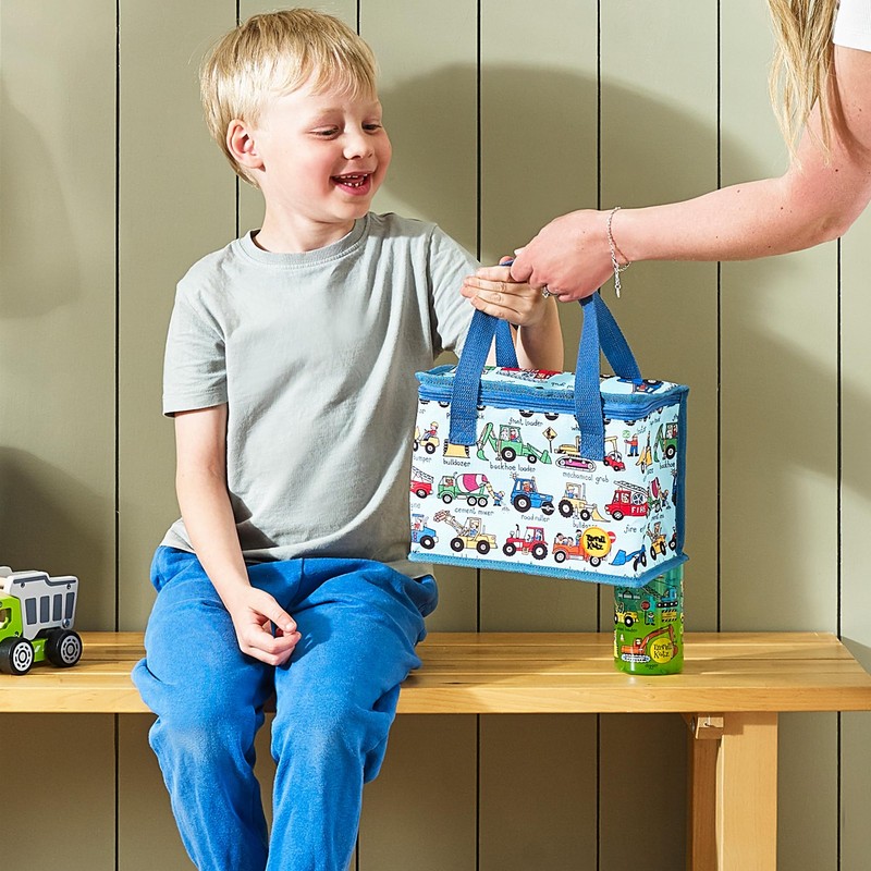 Tyrrell Katz Insulated Foldable Blue Kids Lunch Tote · Trucks