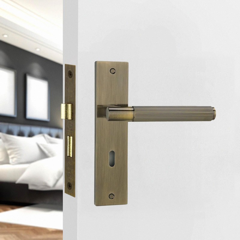 Decoranddecor Hera Antique Brass Keyhole Backplate Door Handles Set –