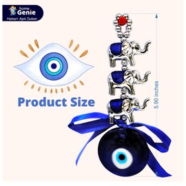 Home Genie Evil Eye Elephant Hanging for Vastu Nazar Suraksha Reiki Healing Blue Evil Eye Hanging for Home, Car & Door/Office Hanging Good Luck Success Prosperity Health Wealth - Pack of 1