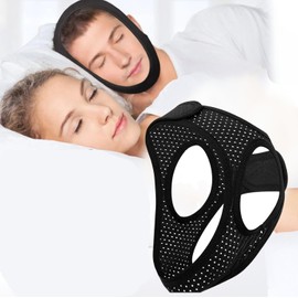 Anti Snoring Devices, Premium Chin Strap for Sleeping Comfortable Effective Stop Snoring, Adjustable Breathable Anti Snore Chin Strap, Snoring Solution to Keeping Mouth Closed (Black, One size)