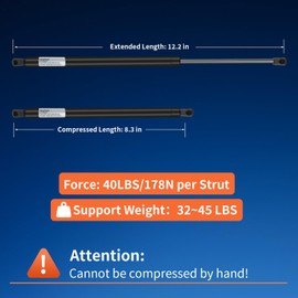 DarylParts 12 inch Gas Struts 40 lbs (178N) – Universal Hydraulic Lift Supports for Truck Tool Box, Truck Cap Topper Window, Cabinet Doors, RV Door, Boat, and More – Set of 2, Replaces C1611028