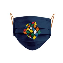 Maske, Zauberwürfel, marineblau, Gummibänder, Orange, blau, 1 Unidad (Paquete de 1)