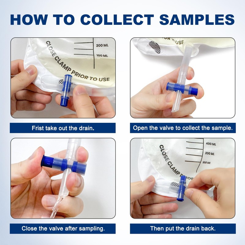 Carbou 2000ml Urine Drainage Bags with Anti-Reflux Chamber - 48"