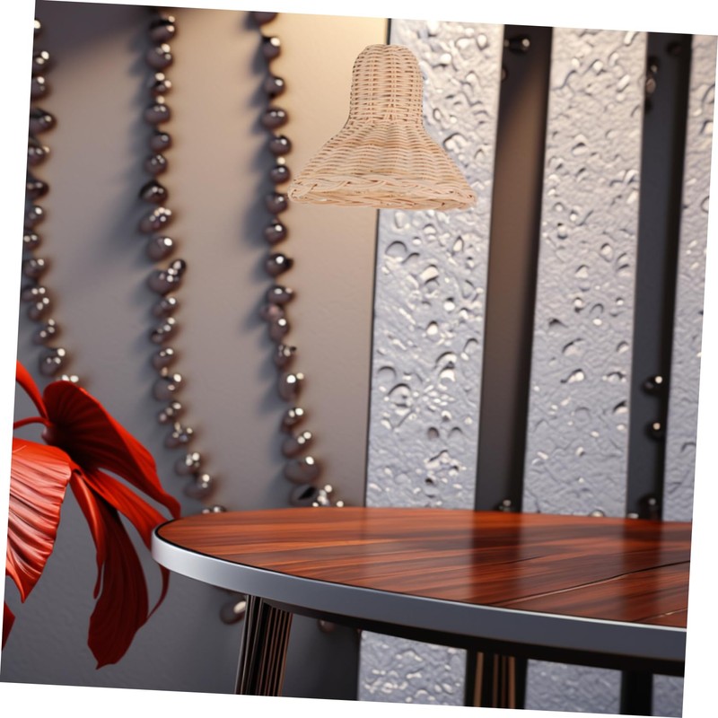 ORFOFE Vintage Rattan Lampshade Boho Style Bedside Lamp Handwoven Wicker