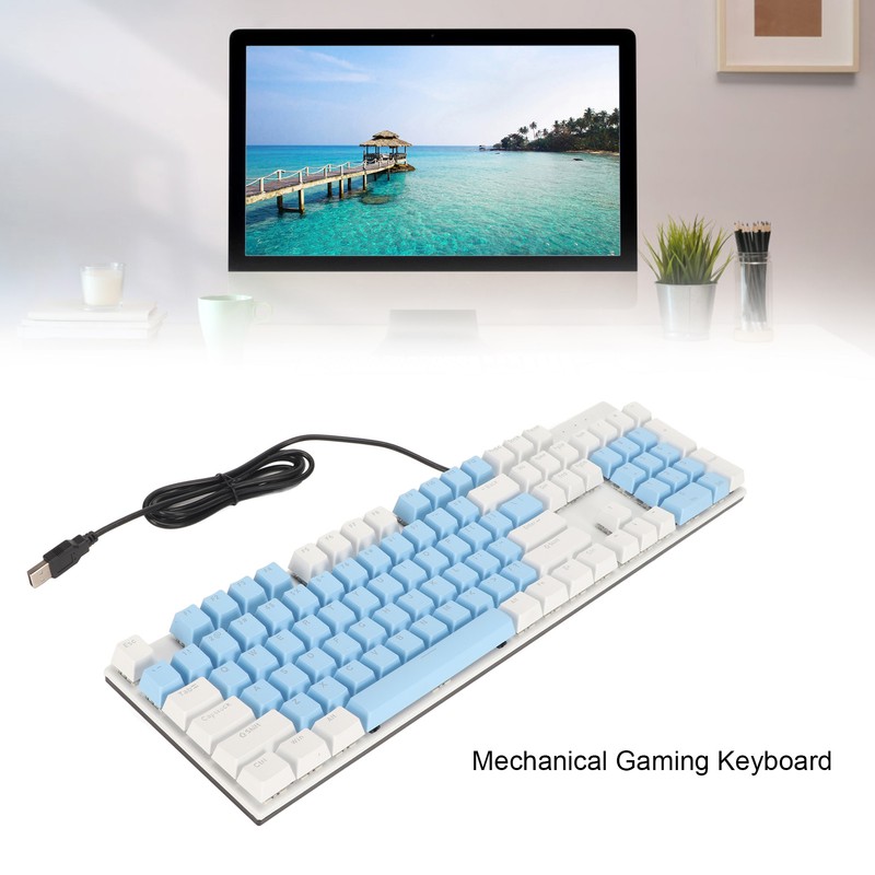 104 Key Mechanical Gaming Keyboard 28 Backlight Modes Blue Switch