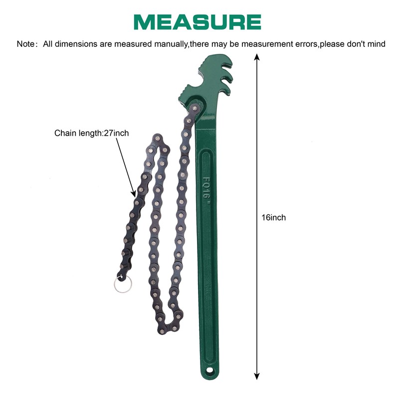 Ratcheting Chain Wrench, 16 inches Automotive Oil Fuel Filter Chain