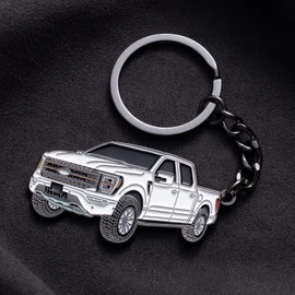 F150 Keychain for Ford F150 Accessories 2023 F-150 Key Chain Fob Cover 2022 Toy Truck Metal KeyRing Accessories White