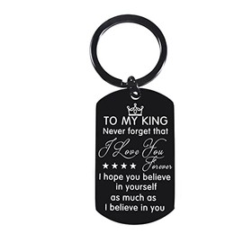BESPMOSP Inspirational Gifts For Boyfriend Husband Anniversary Valentines Day Christmas For Men Gifts To My King Keyring (TO MY KING)