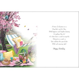 Jonny Javelin Special Sister Birthday Card - Happy Birthday Card with Cherry Blossom Picnic Design and Embossed Foil Details - Birthday Card for Women